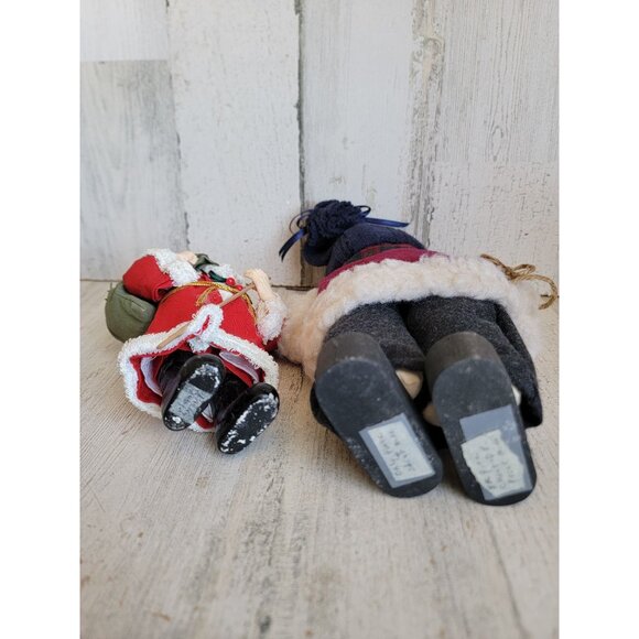 Vintage Santa Claus kid unique plaid doll figure set Xmas decor - Picture 8 of 8